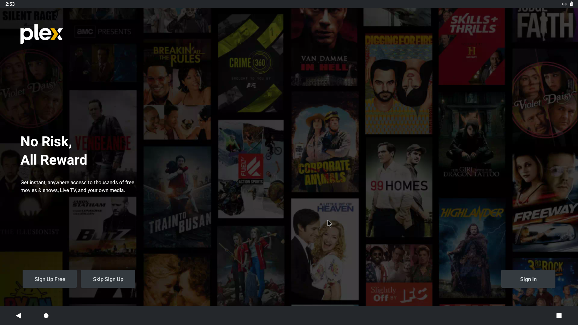 Plex TV welcome screen running on Steam Frame